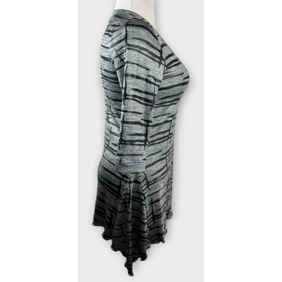 Joseph Ribkoff Silver Metallic Black Abstract Art Tunic Top Women's Size 10 - Picture 6 of 14